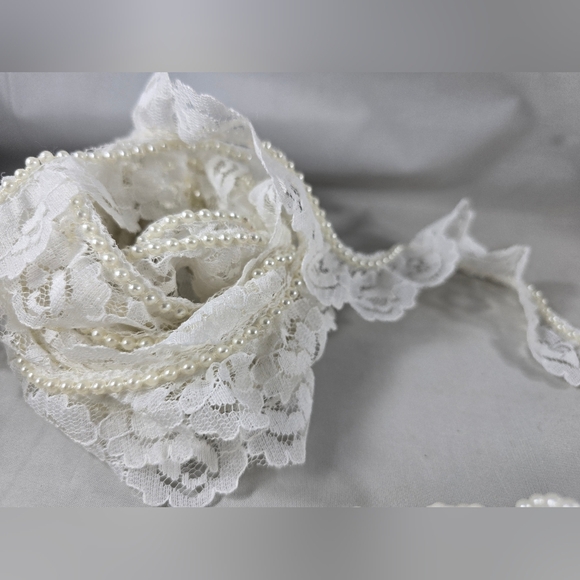 White Lace String Beads Craft Sewing Lot Flowers Floral - Picture 12 of 16